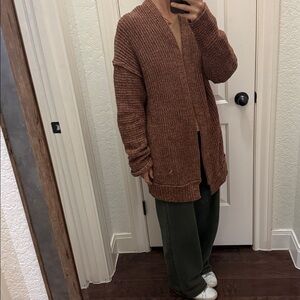 Free people Brown and tan Sweater chunky Cardigan size L